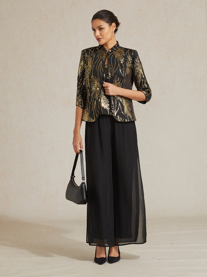 Mandarin Collar Sequin Twinset