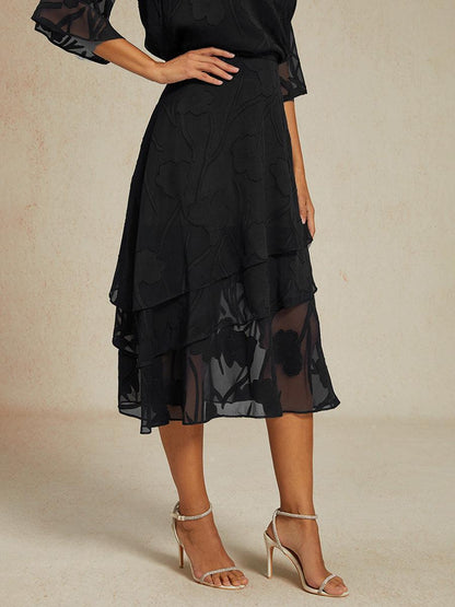 Floral Chiffon Midi Skirt