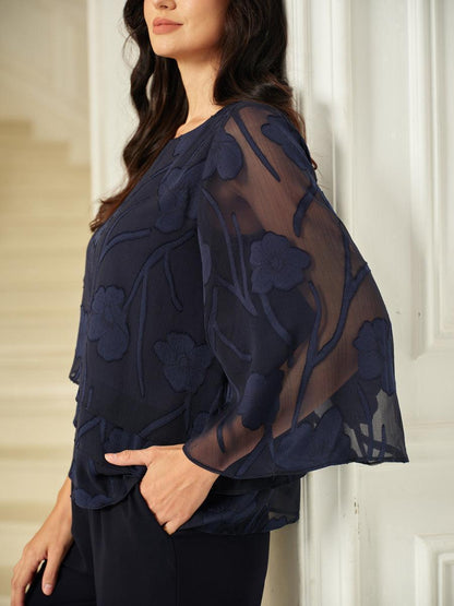 Blusa a strati in chiffon floreale