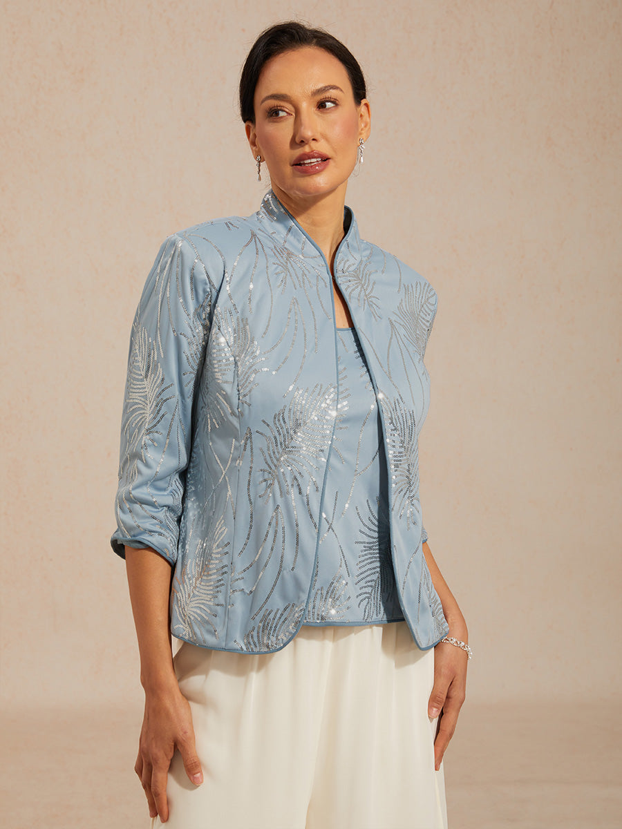 Mandarin Collar Sequin Twinset