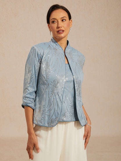 Mandarin Collar Sequin Twinset