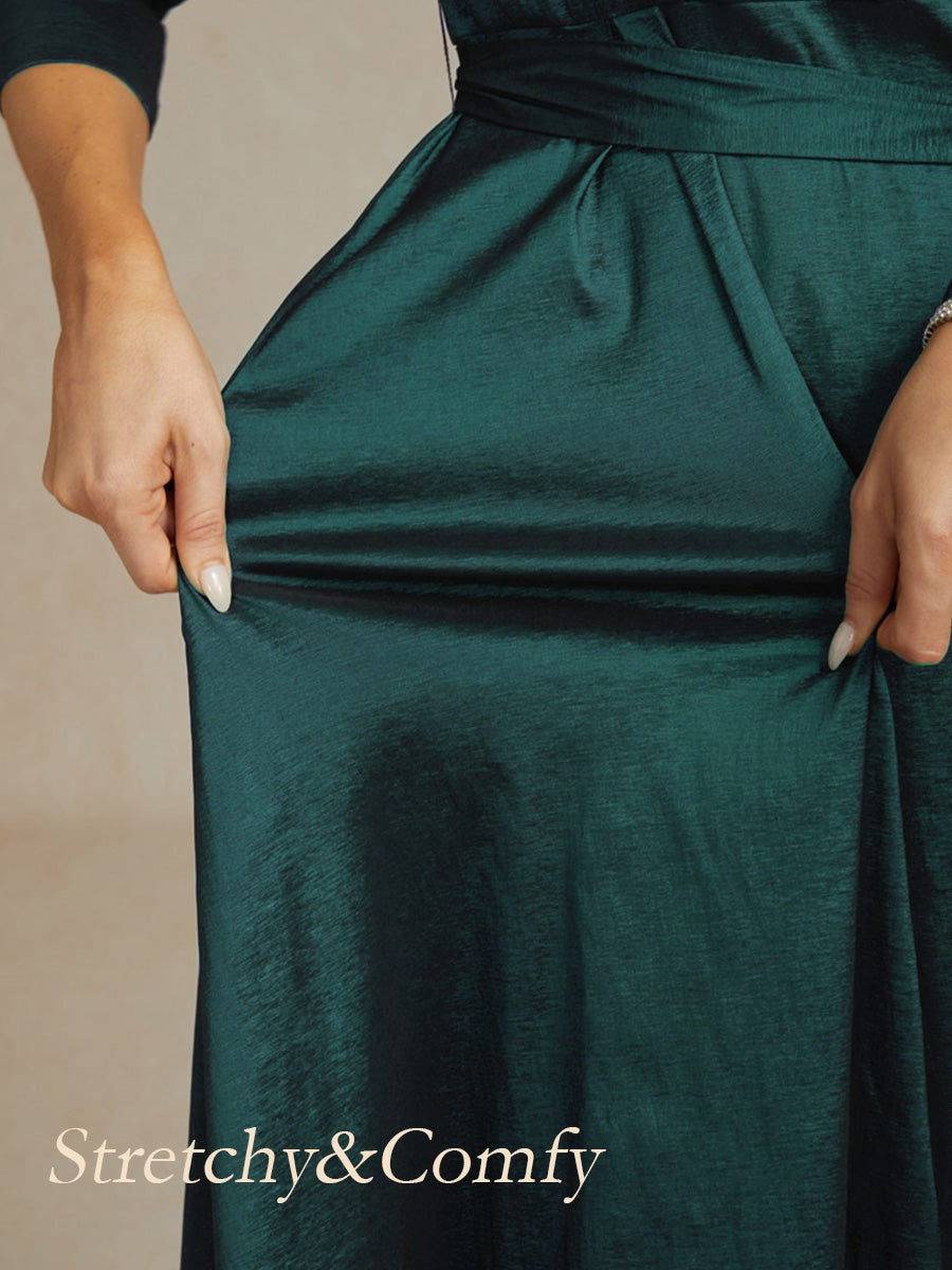 High Low Taffeta Cocktail Dress with Tie Belt