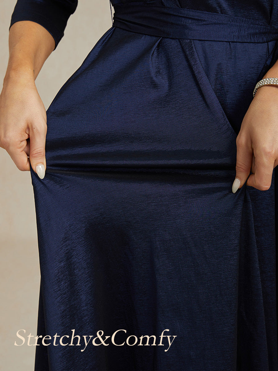 High Low Taffeta Cocktail Dress with Tie Belt