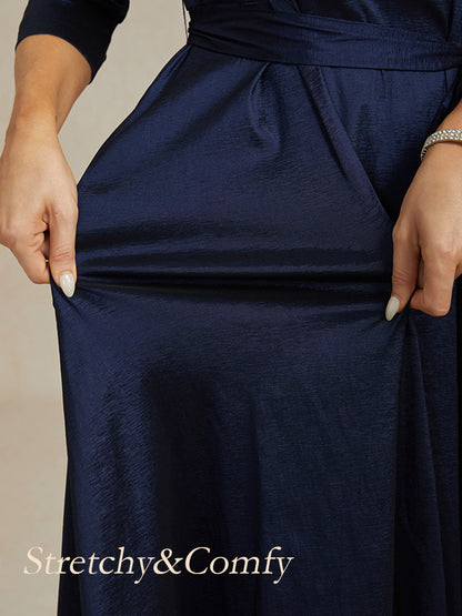 High Low Taffeta Cocktail Dress with Tie Belt