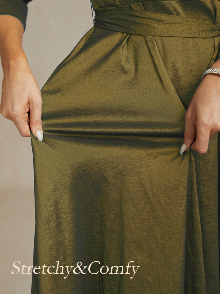 High Low Taffeta Cocktail Dress with Tie Belt