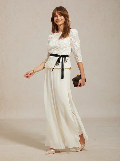 Hose mit geradem Bein und Chiffon-Überzug mit Schlitz am Bein