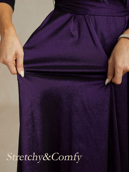 High Low Taffeta Cocktail Dress with Tie Belt