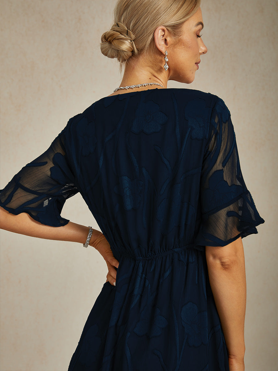 Ruffle Flutter Lace Maxi Dress