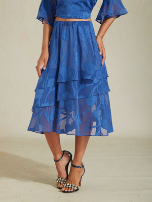 Floral Chiffon Midi Skirt