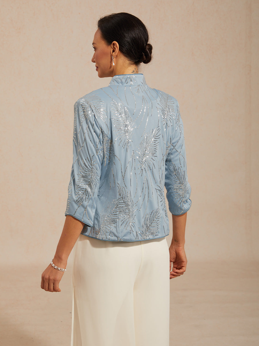 Mandarin Collar Sequin Twinset