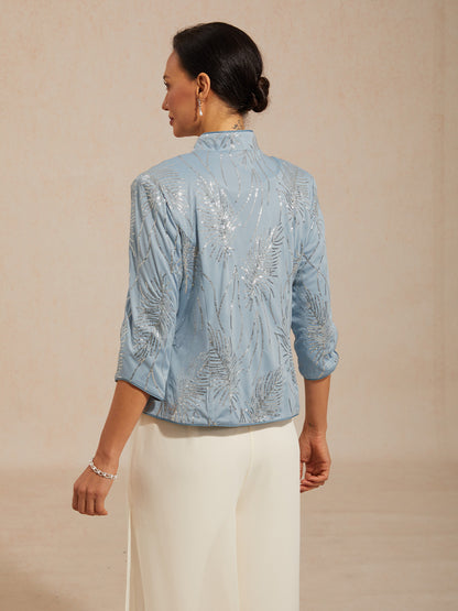 Mandarin Collar Sequin Twinset