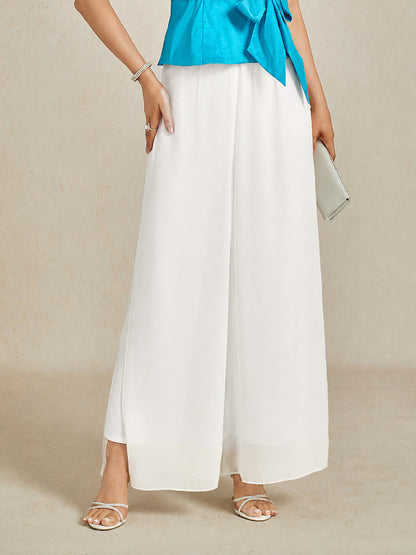 Hose mit geradem Bein und Chiffon-Überzug mit Schlitz am Bein
