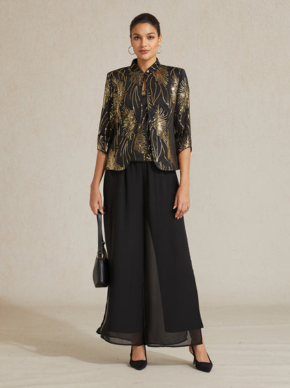 Mandarin Collar Sequin Twinset