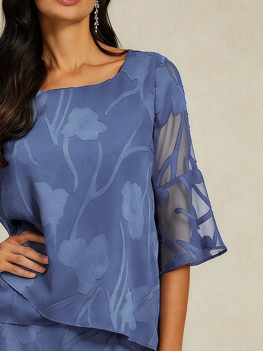 Dressy Chiffon Asymmetric Hem Blouse