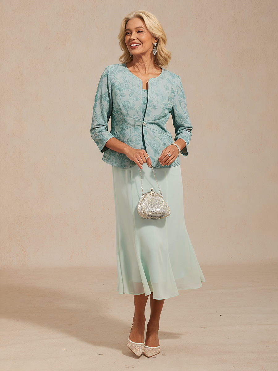 Knit Floral Embellished Jacket Dress