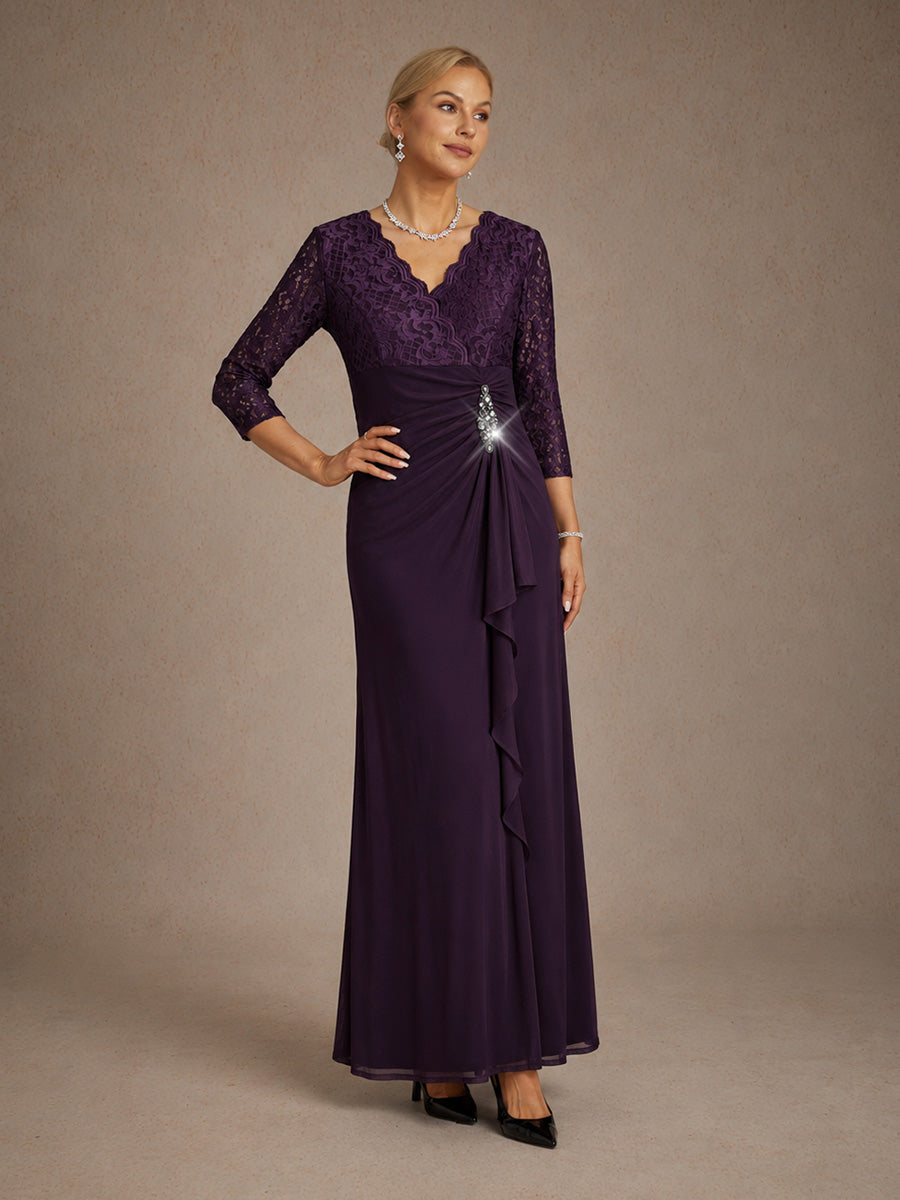Lace A-Line Empire Waist Dress with Beaded Detail