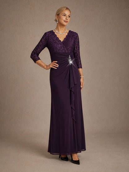 Lace A-Line Empire Waist Dress with Beaded Detail
