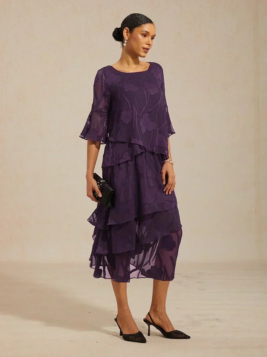 Dressy Chiffon Asymmetric Hem Blouse