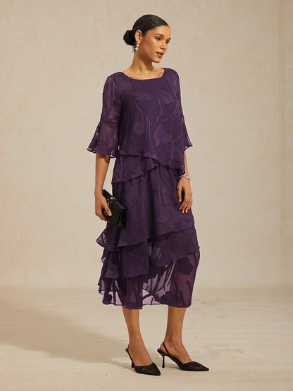 Dressy Chiffon Asymmetric Hem Blouse