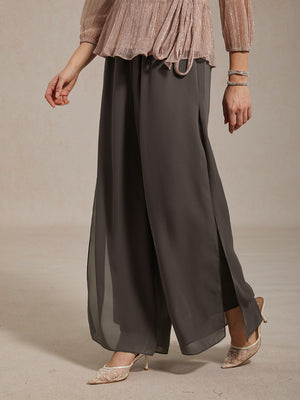 Pantaloni in chiffon a gamba dritta