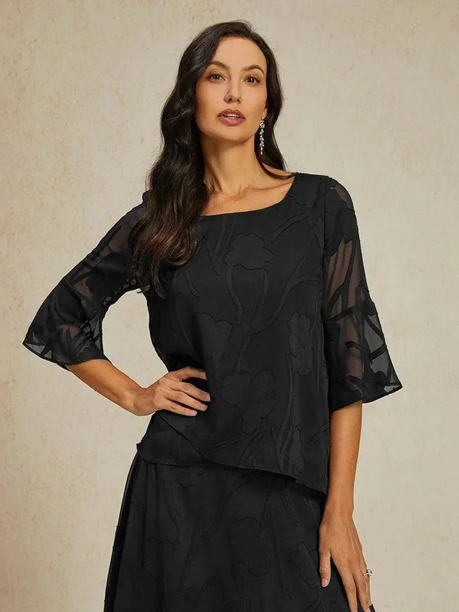 Elegante chiffon blouse met asymmetrische zoom