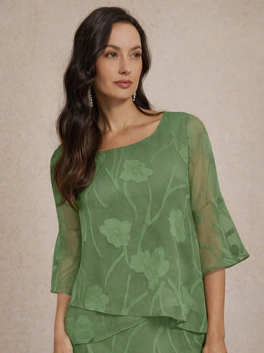 Dressy Chiffon Asymmetric Hem Blouse