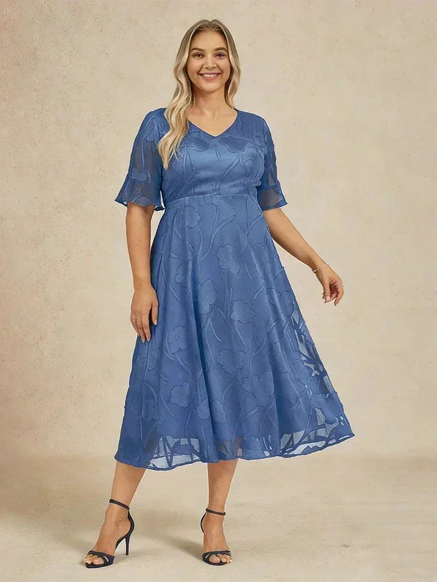 Rüschen Volant Spitze Maxikleid für Große Größen