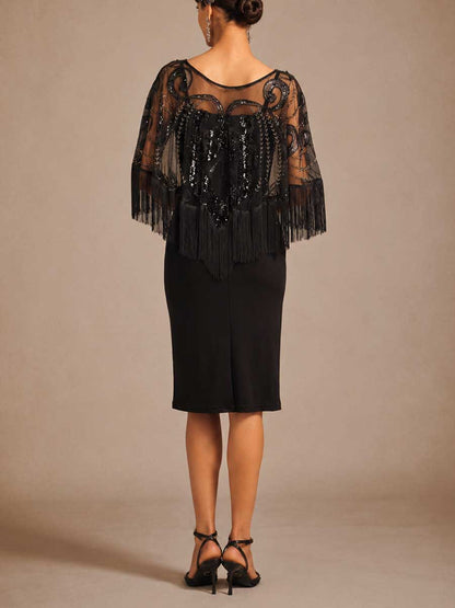 Stola Vintage con Paillettes e Frange