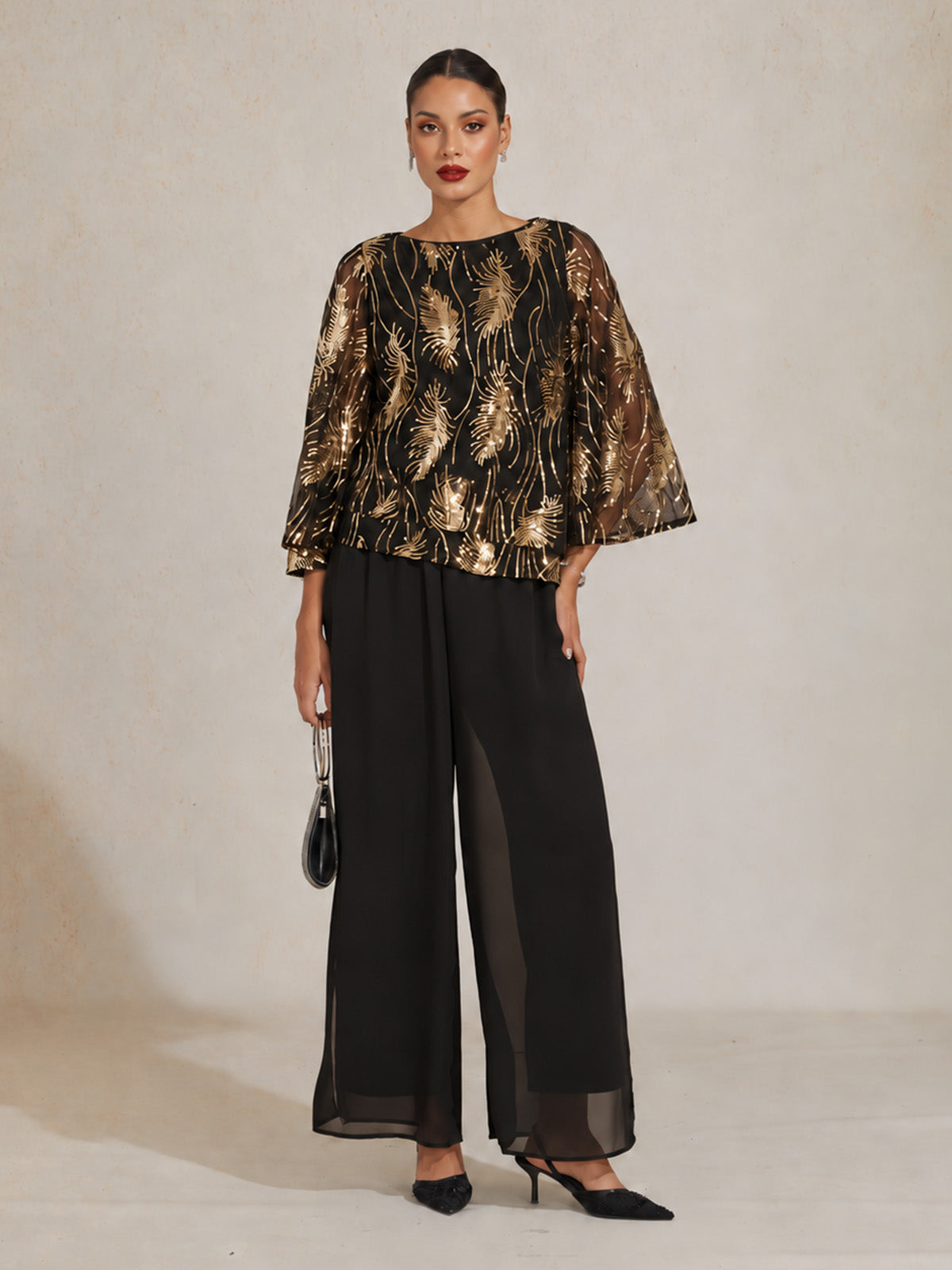 Sequins Feather Layered Blouses