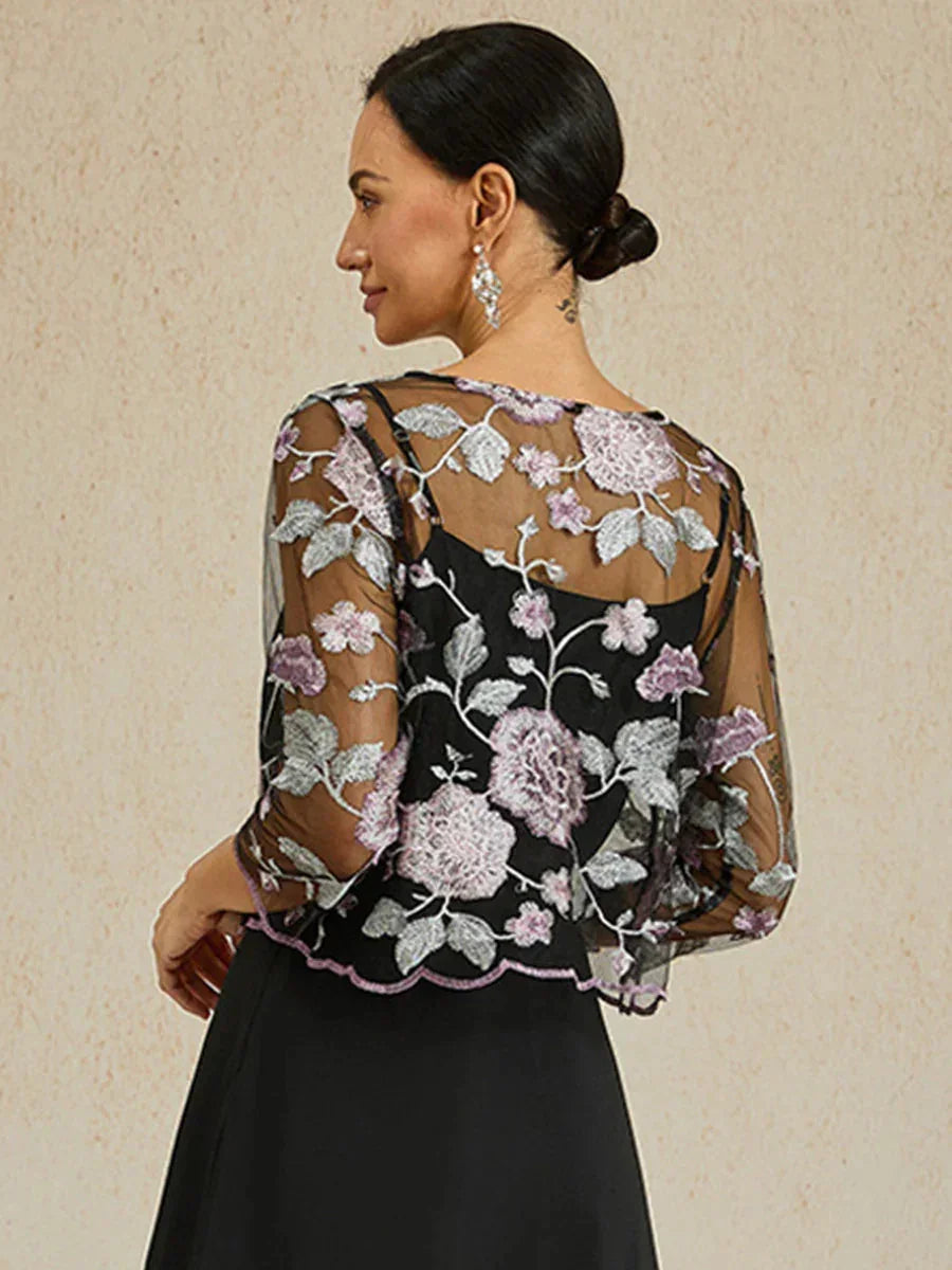 Floral Embroidered Lace Jacket With Scallop Detail – msglamor