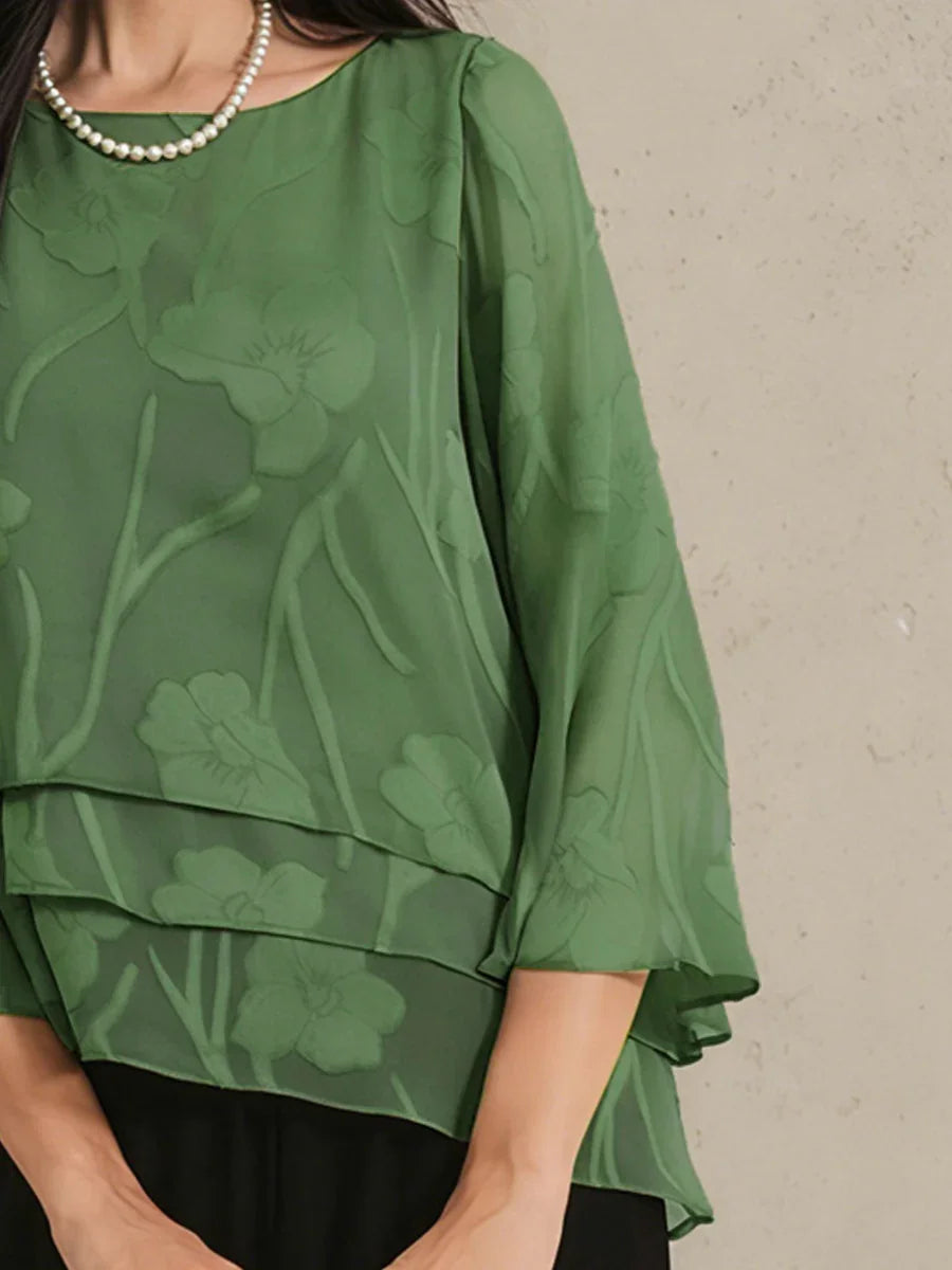 Gelaagde Chiffonblouse met Bloemenprint