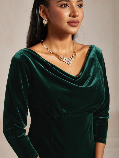 High-Stretch Velvet Midi Dress