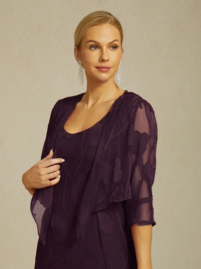 Floral Sheer Chiffon 3/4 Sleeve Shrug