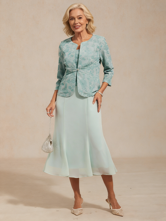 Knit Floral Embellished Jacket Dress