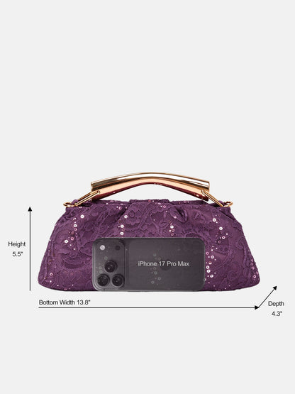 Sequin Lace Frame Clutch Bag