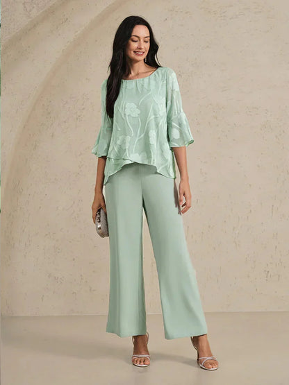 Dressy Chiffon Asymmetric Hem Blouse