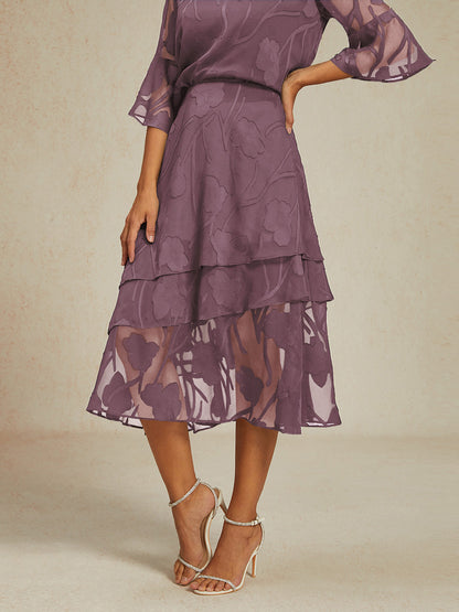 Floral Chiffon Midi Skirt