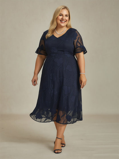 Ruffle Flutter Lace Maxi Dress