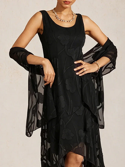 Sheer Floral Chiffon Shawl