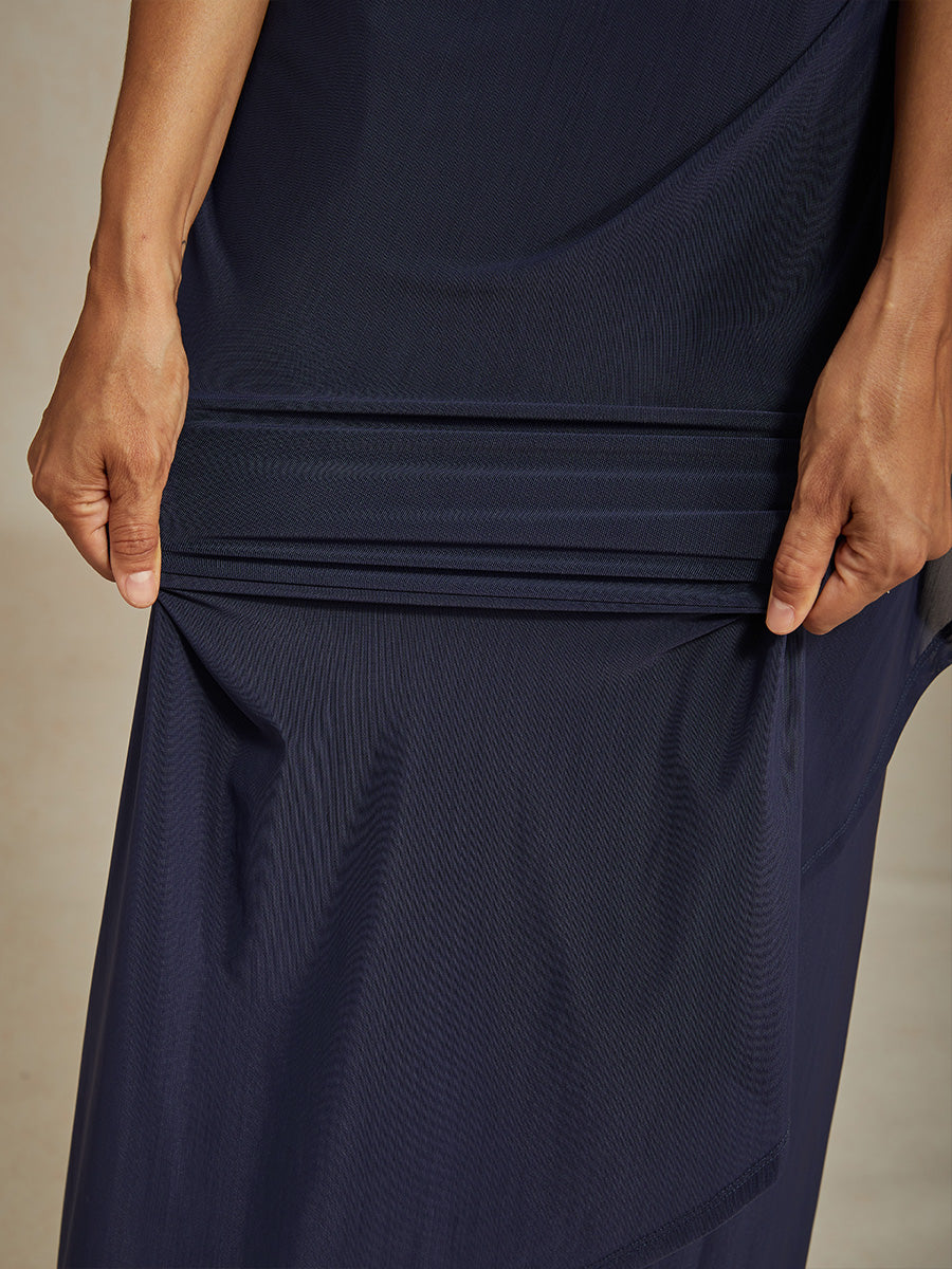 Elegant Formal Dress with Embellished Flutter Sleeves