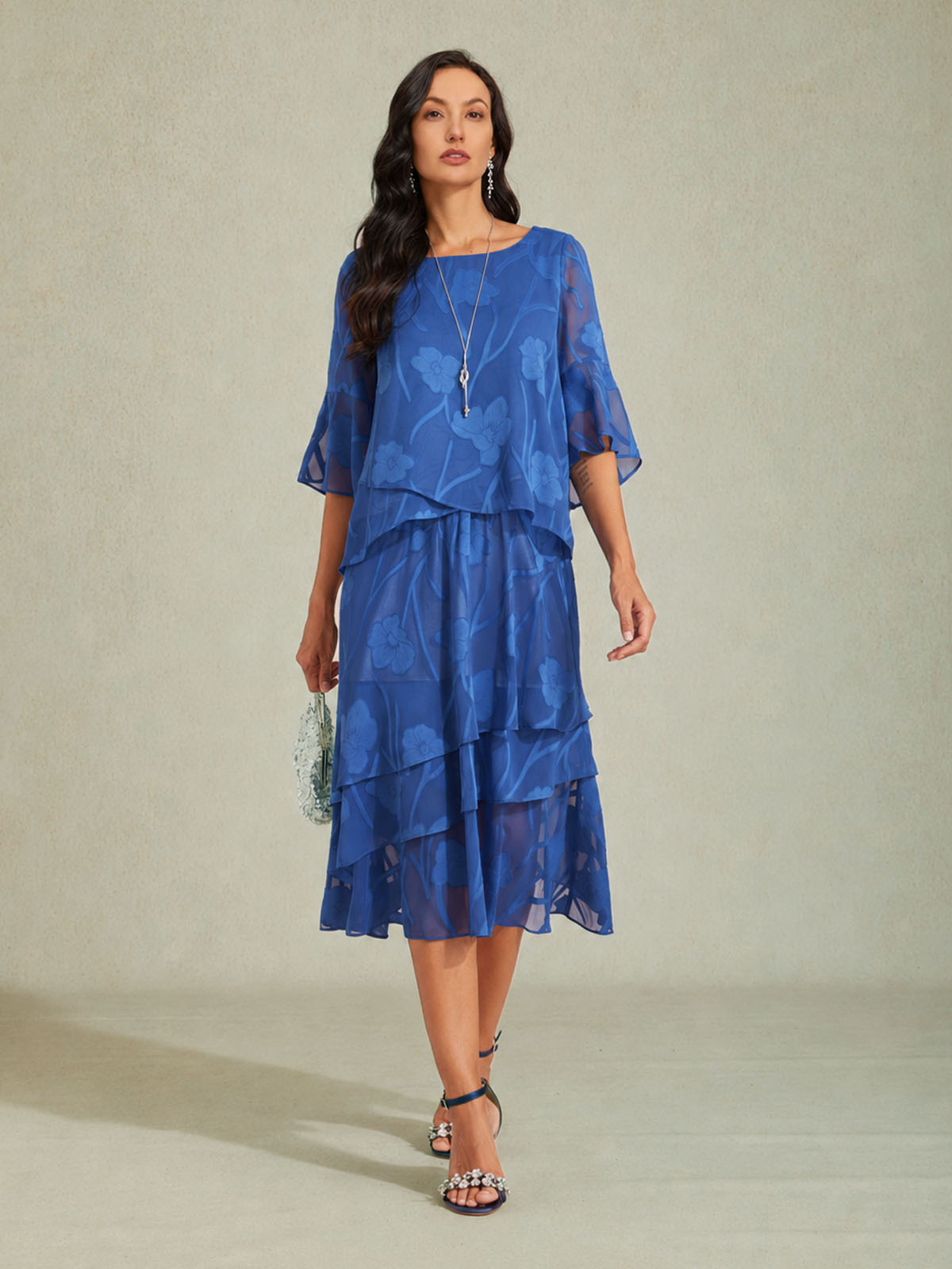 Floral Chiffon Midi Skirt