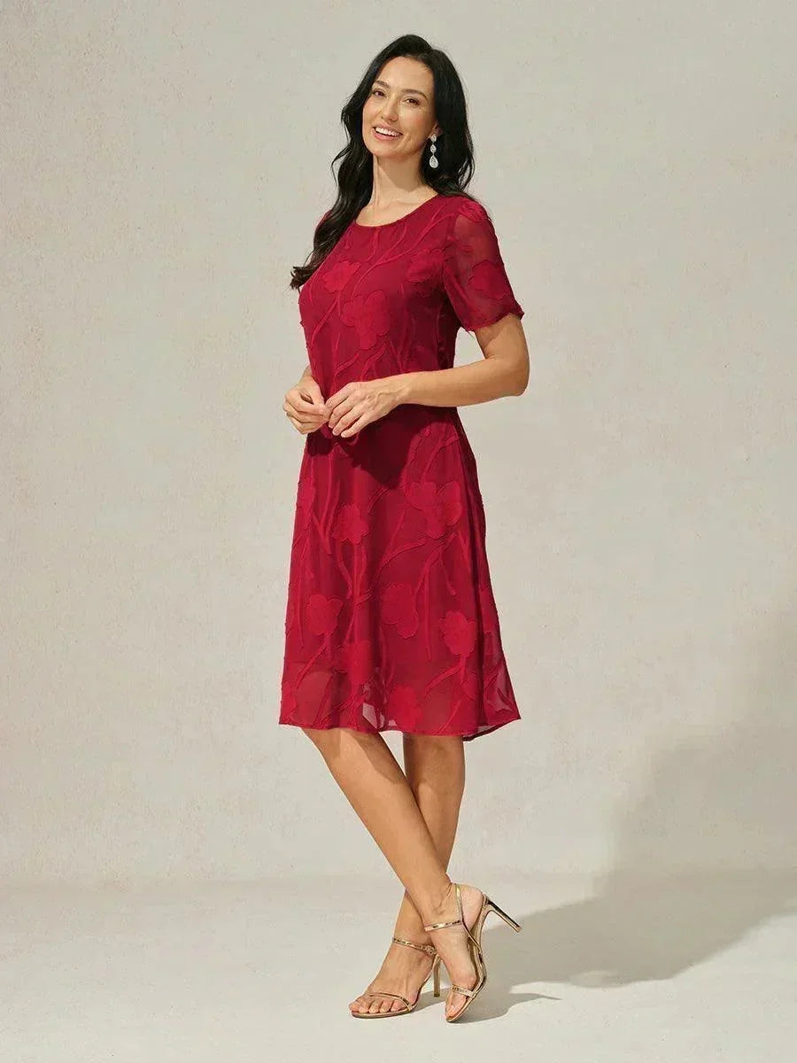 Floral Sheer Chiffon Knee-Length A Line Dress msglamor Floral Sheer Chiffon Knee-Length A Line Dress msglamor