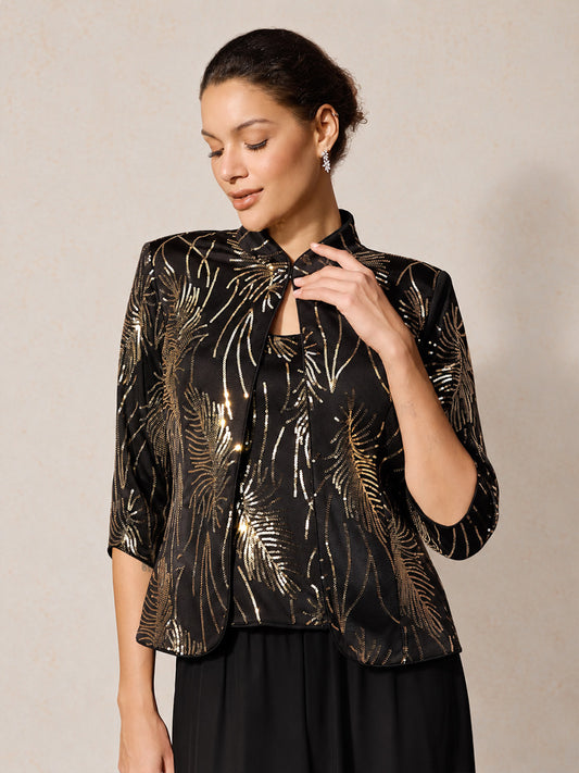 Mandarin Collar Sequin Twinset