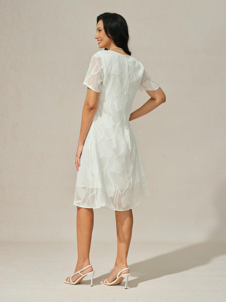 Floral Sheer Chiffon Knee-Length A Line Dress