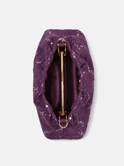 Sequin Lace Frame Clutch Bag