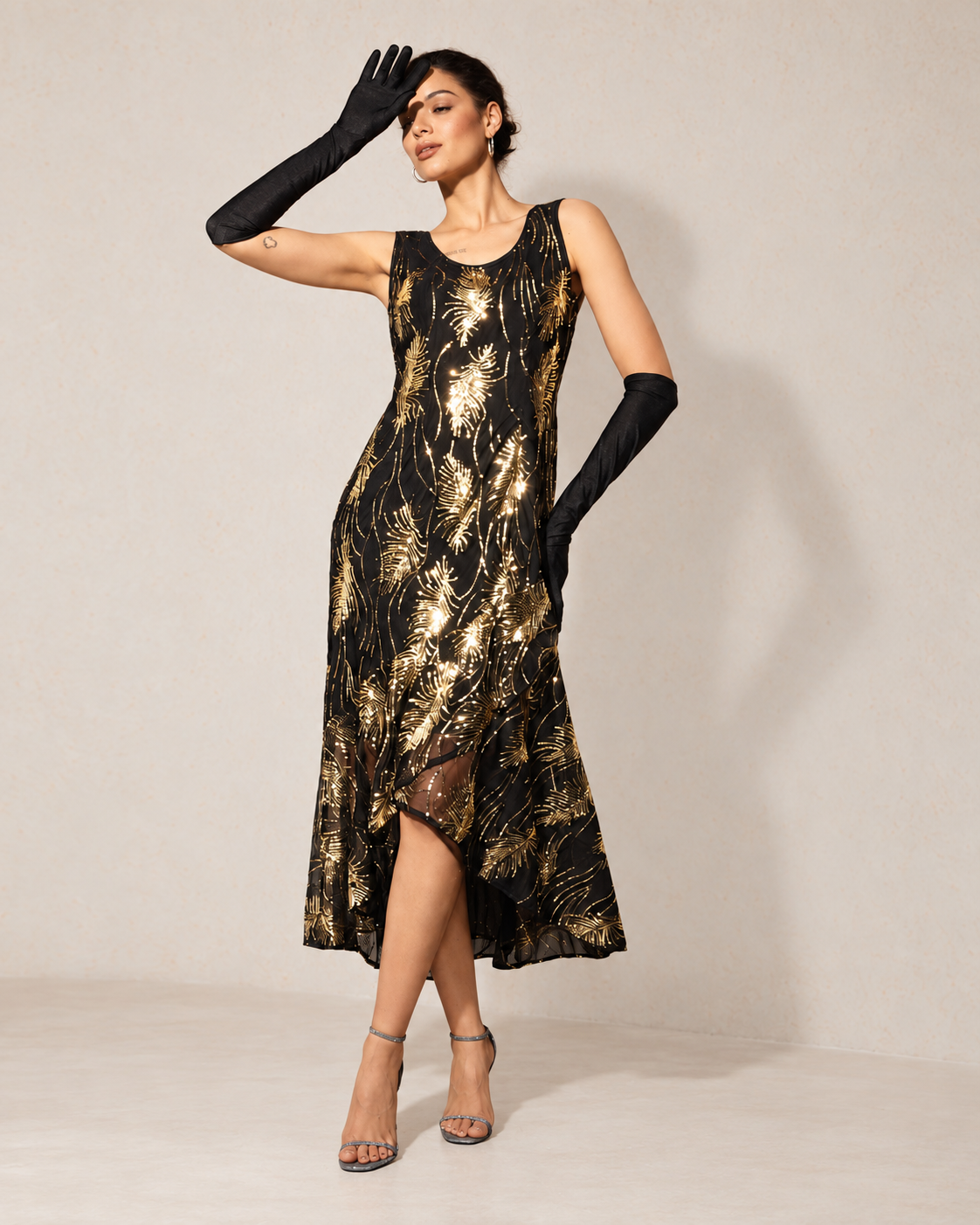 Sleeveless Sequin Maxi Dress