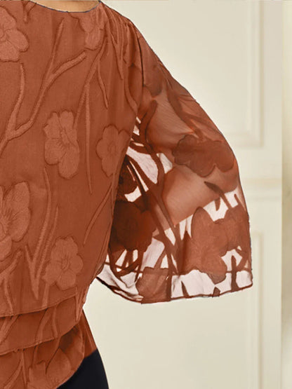 Chiffonbluse med blomster og lag