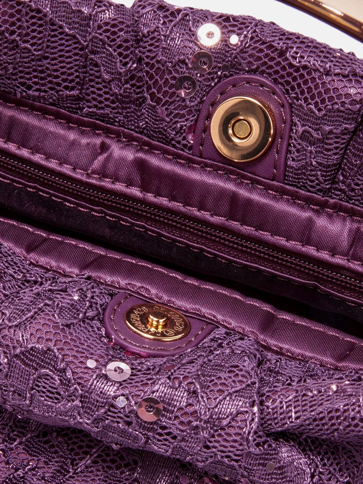 Sequin Lace Frame Clutch Bag