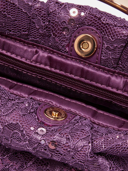 Sequin Lace Frame Clutch Bag
