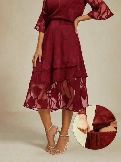 Floral Chiffon Midi Skirt